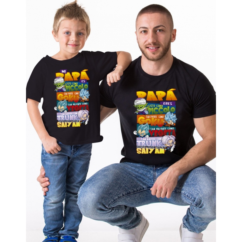 calor Llave Arco iris Pack camisetas papá e hijos DRAGON BALL
